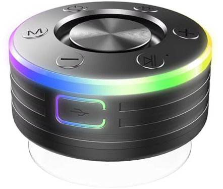 Malloy IPX7 vattentät badrums-bluetooth-högtalare, - och stötsäker minihögtalare med inbyggd FM-radio