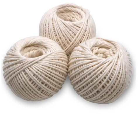 3 Pack Cotton String Ball, 100% Cotton Roll Each 45m Long Ideal for Arts and Crafts, Decorating and Gardening Applications-135m total