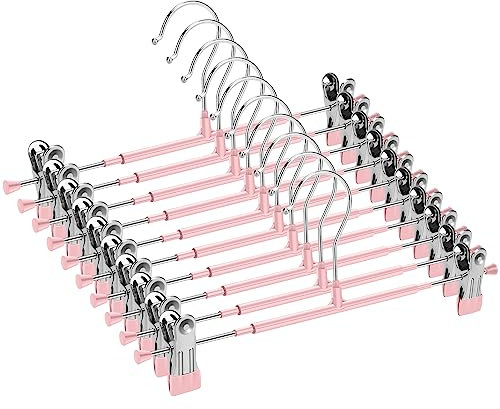 Mutsitaz 10 Stück Hosenbügel Metall, Kleiderbügel Klammerbügel für Hosen Socken Röcke, 30cm Rockbügel mit 2 Anti-Rutsch Clips