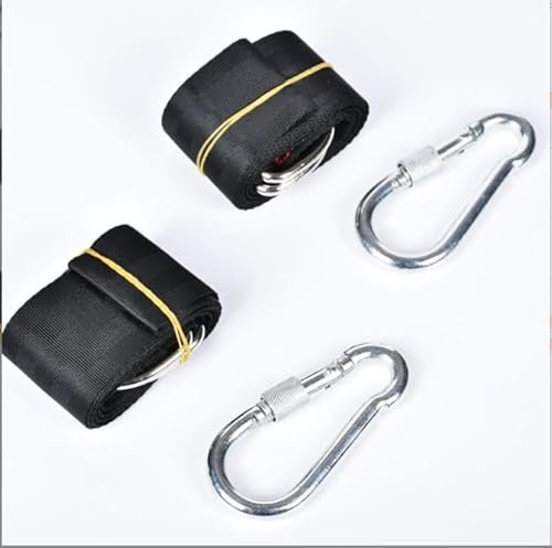 Correas de Hamacas 2×150cm, Máxima 400KG, Kit de Correas para Colgar de árbol con Colgante Soporte 360° Rotación, 2 Mosquetón y Cojines de Protección de árboles, para Columpios y Hamacas