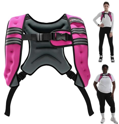 ApexTide Weighted Vest for Women Men 3/5/8kg, Big Bust Breast Friendly Single Strap, Adjustable Sides for Larger Builds, Reflective Stripe for Gym Strength Training Yoga Running Walking (Red 3kg)