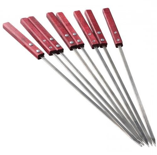 8 Spiedini Acciaio Inossidabile Riutilizzabili, Spiedini per Barbecue da 40 cm con Manico in Legno Antiscottatura per Carne, Verdure, Grigliate all'Aperto - Punta Affilata