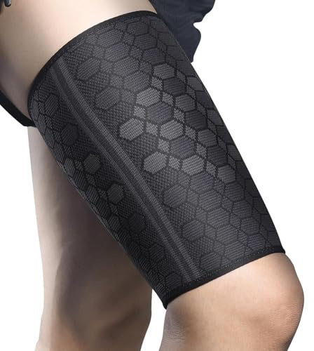 Yagaspantery 2 Pezzi Manga de Compresión de Muslo,Musleras Compresion Hombre Mujer,Muslera Elásticas Deportiva,Para Recuperación Esguince,Transpirable y Antideslizante(XL,53-59cm)