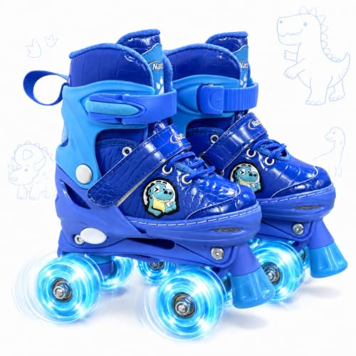 Nattork Kids Roller Skates for Kids Boys Girls, 4 Sizes Adjustable Quad Skates with All Light up Wheels - Birthday Gift for Outdoor Indoor Sports