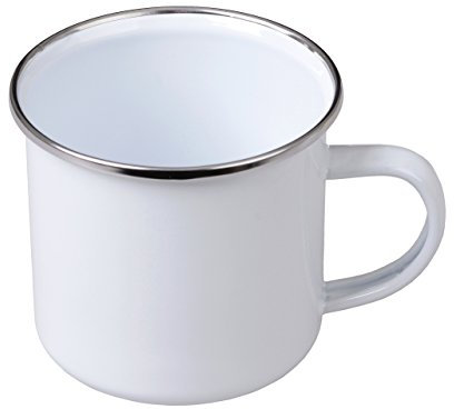 GRÄWE Camping Becher mit Henkel - 300 ml, Emaille, Weiß