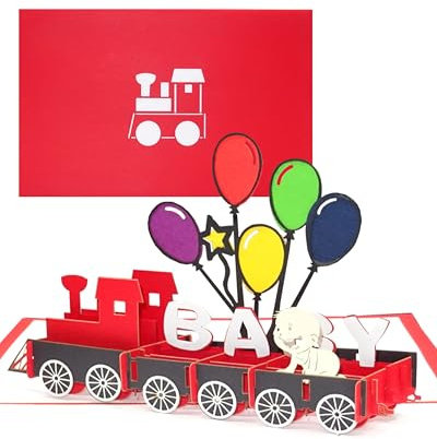 Tarjeta de nacimiento 3D Baby Eisenbahn, tarjeta pop up para nacimiento, tarjeta de bebé, niña y niño, tarjeta de felicitación para primer cumpleaños como ve, pequeño regalo, vale de regalo