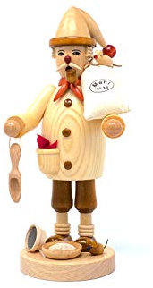 Drechslerei Friedbert Uhlig, Räuchermännchen Nr. 064, Müller, 25 cm hoch, aus regionalem Holz gedrechselt, echte Handarbeit aus dem Erzgebirge, Weihnachten, Holzkunst, Echtholz