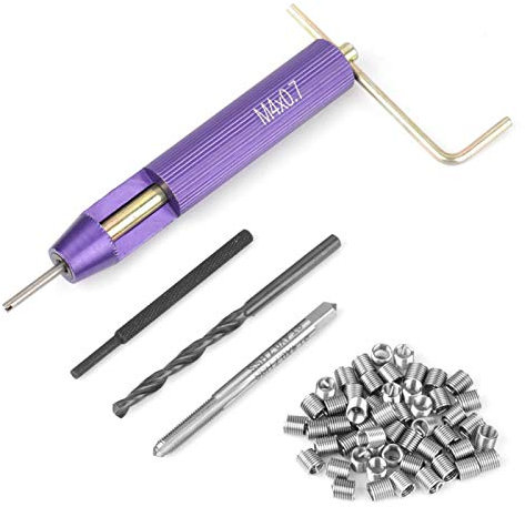 50 Stück Gewindereparatursatz, Handwerkzeugsatz Umfassendes Werkzeugset EdelstahlTyp Gewindereparatur-Einsatzsatz M4 X 2D,Umfassendes Werkzeugset