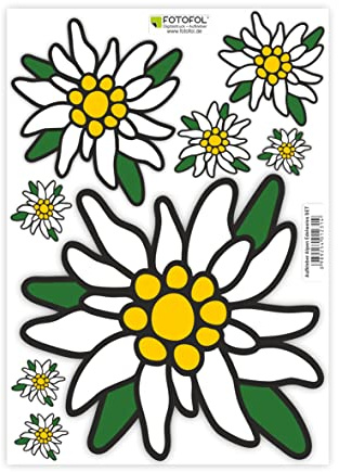 Aufkleber SET Alpen Edelweiss Bayern Auto Sticker- für Auto, Fahrzeuge, Roller, Moped, Motorrad-Helm, Fahrrad, Laptop