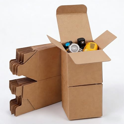 Brown Small Cardboard Gift Boxes with Lids - Easy-to-Assemble Kraft Paper Present Boxes for Birthdays Weddings Holidays Parties 12 Pieces LLRT-555