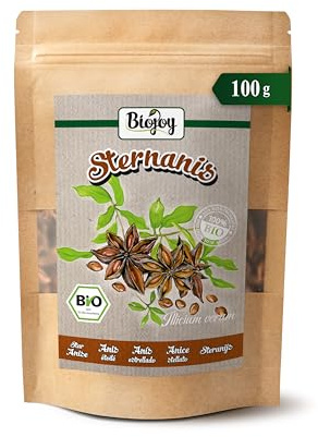 Biojoy EKO Stjärnaniskapslar, hela, torkade, löst te, 100 g | Stjärnanis från Vietnam, perfekt för kryddning, pyssel eller dekoration, Illicium verum L.