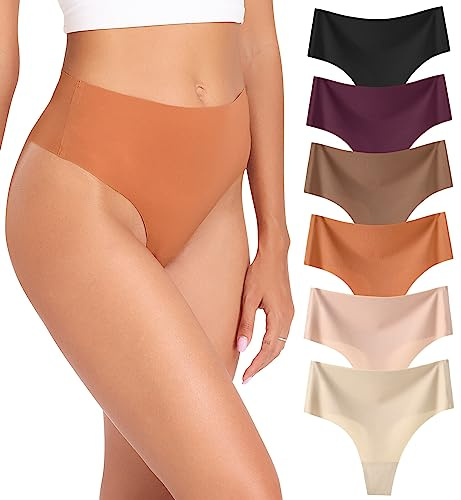 Wealurre String Tanga Femme sans Couture Caleçon Taille Haute Lingerie Femme Slip Seamless Femme Lot de 6,M,Gradient