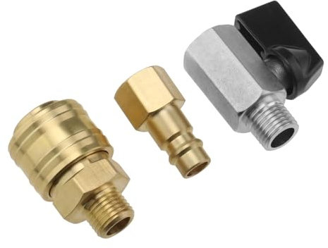 Create idea Vanne à Bille Connecteur Rapide d'air Comprimé de 1/4 pouces Connecteur Enfichable 1/4 Connecteur de Tuyau 1/4 Mini Vanne à Bille 1/4