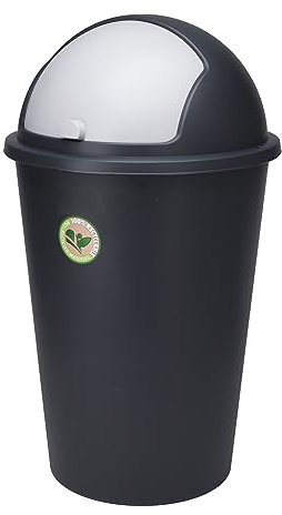 Poubelle à couvercle basculant - 25 l - Plastique 90 % recyclé - Matériau : anthracite - Couvercle coulissant amovible - Lavable