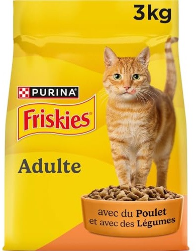 FRISKIES | Chat | Croquettes complètes pour Chats Adultes | Au Poulet et aux Légumes | Aliment Complet Riche en Vitamines et Minéraux | Sac | 3 KG