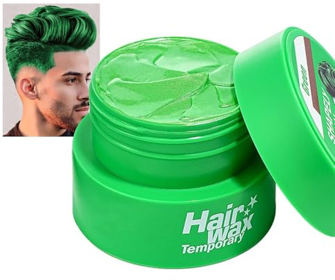 Grün Haartönung Temporäre Haarfarbe 2,8 Unzen, Green Styling Haartone Wax für Männer Frauen, Instant Hair Cream Mud Natürliche Frisur Pomade, Haarfärbemittel Haar Wachs für Party, Cosplay & Halloween