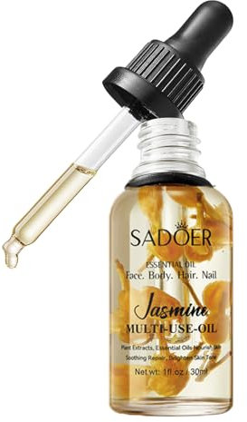 Olio multiuso al gelsomino per viso, corpo e capelli, olio di gelsomino per massaggi terapeutici, lenire, idratare e nutrire la pelle, idratante, olio essenziale idratante per donne e uomini