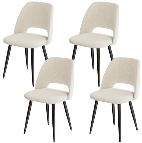 ANVOFONG Sillas de Comedor Pack 4,Sillas de Cocina de Pana,Beige