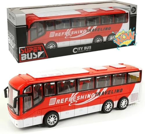 AUTERCO Juguete grande de autobús escolar de 12.5 pulgadas para niños de 3, 4, 5, 6 años, escala 1/30, autobús urbano para niños y niñas, modelo de autos, juguete para bebés, regalo de cumpleaños para
