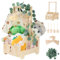 Cesta Madera Baby Shower Regalo Bebé Recién Nacido Niño Niña Armario Bebe Regalos para Baby Shower Bañera para Bebé con Ruedas Cesta de Madera con Hojas Decorativas Etiqueta de ángel y Perchero