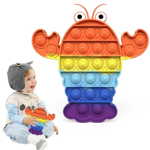 SIVZUMO Pop Bubble Silikon Spielzeug Figetttoys, Rainbow Plopper Spielzeug, Poppets Spielzeug für Kinder und Erwachsene - Hummer