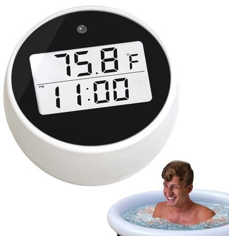 Neyeau Ice Bath Thermometer Timer Digital, Floating Thermometer for Ice Bath, Cold Plunge Water Tub Accessories with Clear LED Display