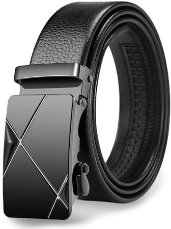 Vidsmow Gürtel Herren, 35mm Breite, Automatischer Ledergürtel ohne Löcher, verstellbar für Business-Anzüge und Jeans, kratzfeste Schnalle, elegantes Design für jeden Anlass