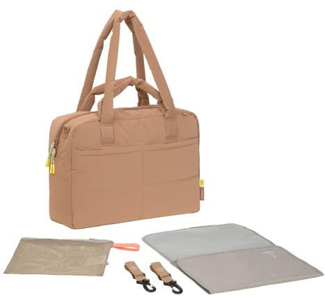 LÄSSIG Baby Changing Bag with Carry Handle and Changing Mat, Pram Attachment, Water-Repellent/GRE Everyday Bag Almond
