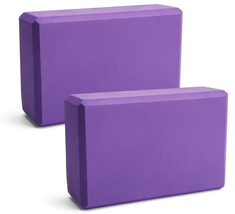 ZMDMAH Yoga Block 2er Set Yogablock YogablöCke Hochdichter Eva-Schaum,Rutschfest Leicht Geeignet für Yoga, Pilates, Fitness, Unisex (Lila, 1)