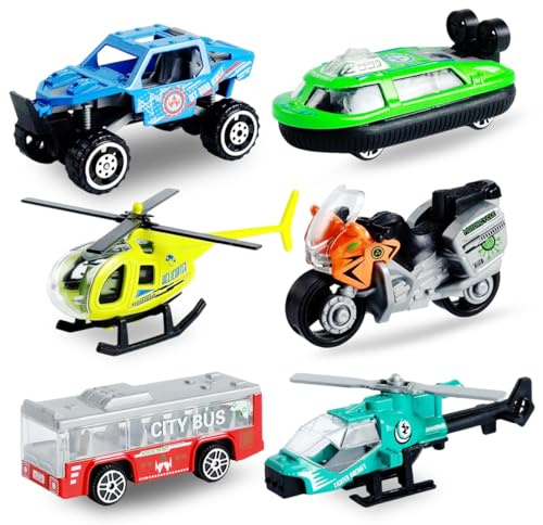 NimblusToy Set de Coches de Juguete, Helicópteros, Motocicletas, Vehículos Todo Terreno, Barcos, Mini Modelo Construcción Vehículo de Juguete para Niños, Set Véhicule per para Niños