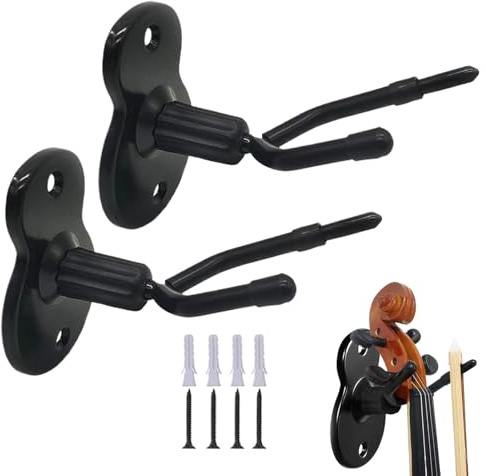 Support Mural pour Violon - Lot de 2 Supports Violon Alto avec Porte- et Coussin Antidérapant | Support d’Exposition Gain de Place pour Instruments à Corde pour Amateurs et Professionnels
