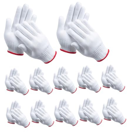 Ipetboom Guantes de Trabajo de Nailon 500D Antideslizantes Resistentes y Transpirables 12 Pares Hilo Grueso de Algodón Ideales para Construcción Jardinería y Almacén