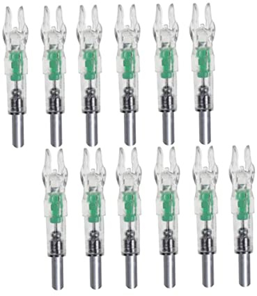 Peosaard Lighted Arrow Nocks, LED Arrow Nocks Plastic Luminous Archery Lighted Light Up Bow Tail 12PCS Random Color, for Arrows