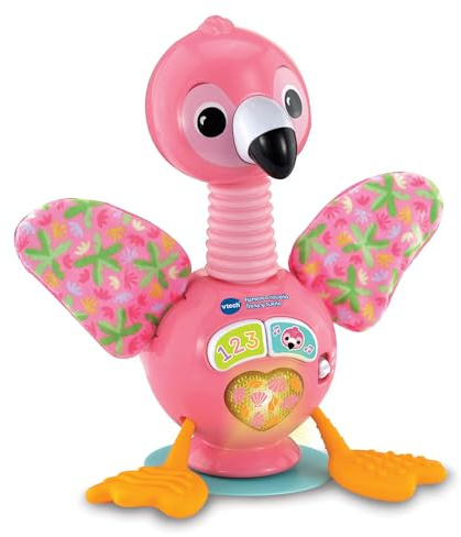 VTech -Baby Fenicottero Ridere Seggiolone e Sonno, Giocattolo per Bambini +6 Mesi, Pulsanti interattivi e Base a Ventosa, Versione ESP