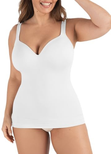 SHAPERMINT Sweetheart Cami with Built-In Bra for Women, Wireless Camisole Tank Top, Tummy Shapewear, Small to Plus Size