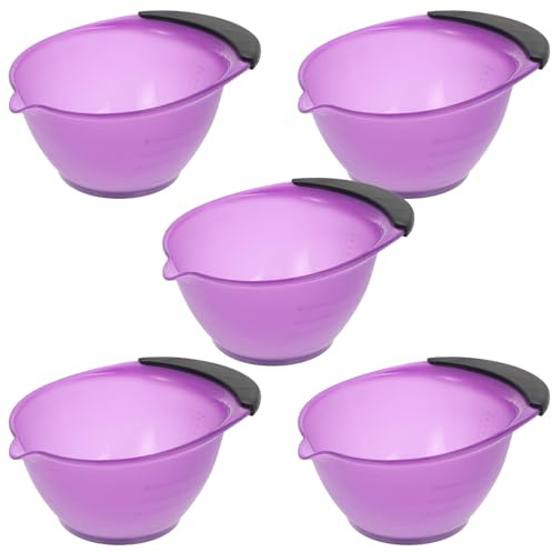 CHICAMPERA Bol de Tinte para Peluquería con 5 Piezas, Cuencos Plásticos con Mango Antideslizante para Mezclar y Aplicar Coloración de Cabello