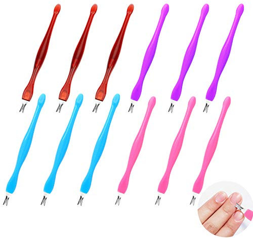 Abgestorbene Haut Gabel 24 Pcs Edelstahl Dead Skin Gabel Nagelhaut Messer Nagelhautentferner Frauen-Manikuere-Nagel Werkzeug für entfernen abgestorbene Haut/Widerhaken der Nägeln 4 Farbe