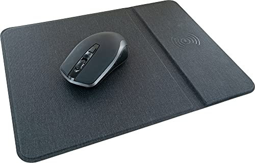 SCHWAIGER 660098 QI Mauspad inkl. QI-fähiger Funkmaus Mausunterlage Induktionsladegerät induktive Ladestation LED-Ladeanzeige Anti-Rutsch-Beschichtung Wireless USB-C