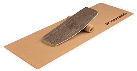 BoarderKING Indoorboard - Balance Board für Indoor-Surfen und Skaten, Gleichgewichtsboard für NeuroMuscular Response Training, inkl. Schutzmatte