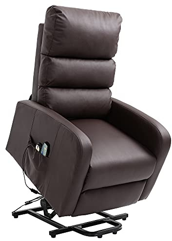 BTM Power Massage Lift Recliner Chair with Heat & Vibration for Elderly, Heavy Duty and Safety Motion Reclining Mechanism - PU Leather Sofa Contempoary Design (Brown)
