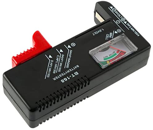 GTIWUNG Probador Testador Universal Comprobador de Pilas Baterias AA/AAA/C D/1.5V/9V, Negro