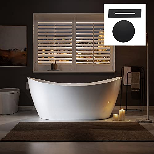 WOODBRIDGE 67 Acrylic Freestanding Bathtub Contemporary Soaking White Tub with Matte Black Overflow and Drain,B0010-MB