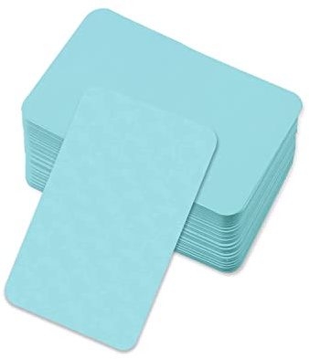 100 st tomt meddelandepapper, tomma kraftkort, klotter handritat kort meddelande kartong (blå)