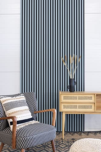 Leiste24 Pannello acustico, rivestimento lamellare, rivestimento da parete, 2600 x 400 mm, feltro acustico, colore nero, decorazione a lamelle Nordic