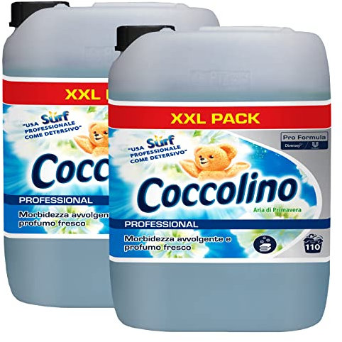 2x Coccolino Professional Aria di Primavera Ammorbidente Concentrato Fresco Bucato Biancheria XXL - 2 Taniche da 10 Litri ciascuna, 20900.0 grams