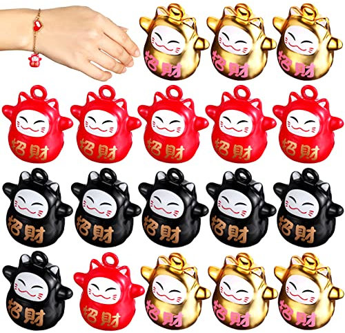 NUOBESTY 18 Stück Japanische Glücksglöckchen Mini-Glöckchen Kleine Glöckchen Anhänger Zum Basteln Schmuckherstellung Taschen Schlüsselanhänger