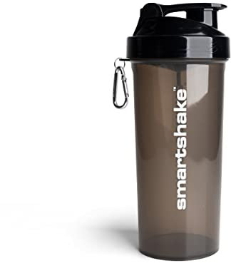 Smartshake Lite Protein Shaker Flasche 1000ml | Auslaufsichere Gym Shaker Trinkflasche für Proteinshakes | Klare PP-Wasserflasche, BPA- und DEHP-freier Proteinpulver-Schüttelbecher, schwarz