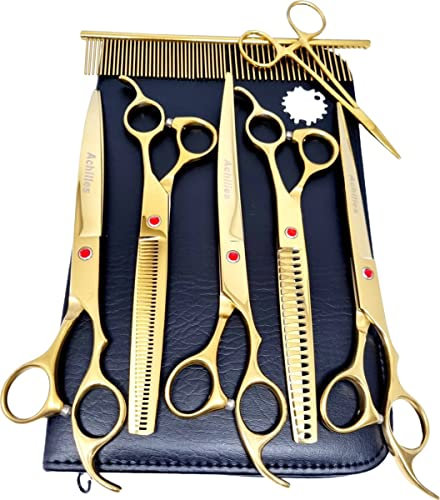 Achilles Professional Scherenset Hund 8 ZOLL - Hundeschere - Effilierschere Hund - Schere Hund