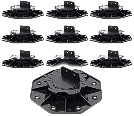 XPOtool Lot de 10x Plots de terrasse – Charge 2700 kg – Hauteur réglable 18-25 mm – en PP – Pieds de support pour Lames Dalles Lambourdes
