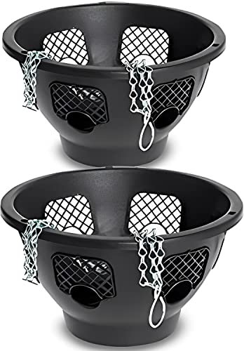 Easy Fill Set of 2 Original Hanging Basket - 12 Inch Black Hanging Planters for Balcony, Indoor, or Outdoor - Plastic Basket for Herb, Flowers, or Plants